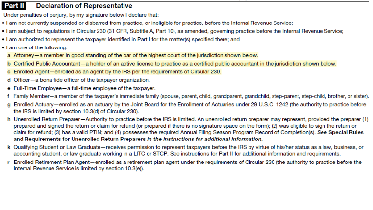 irs tax power of attorney form